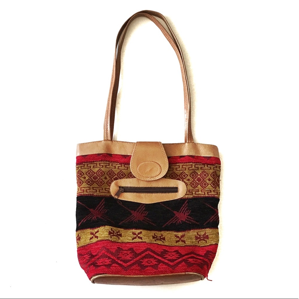 Vintage 90s Southwestern Stitching Purse Handbag